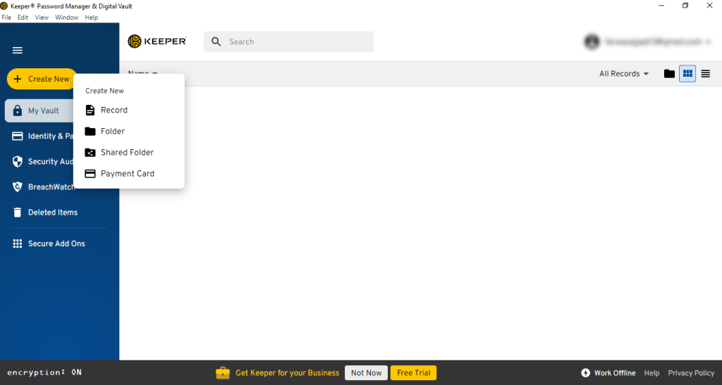 Keeper Password Manager interface
