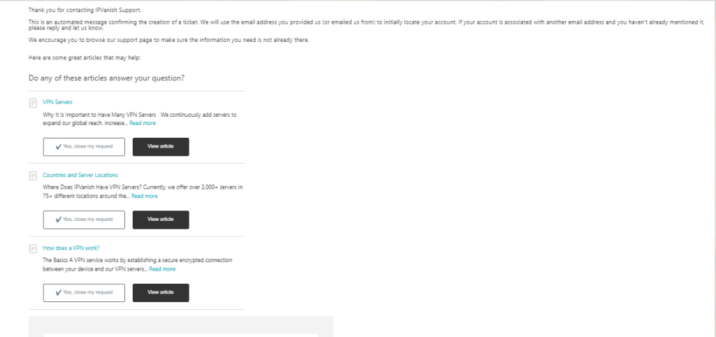 chat with customer support of Ipvanish VPN