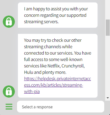 PIA customer support