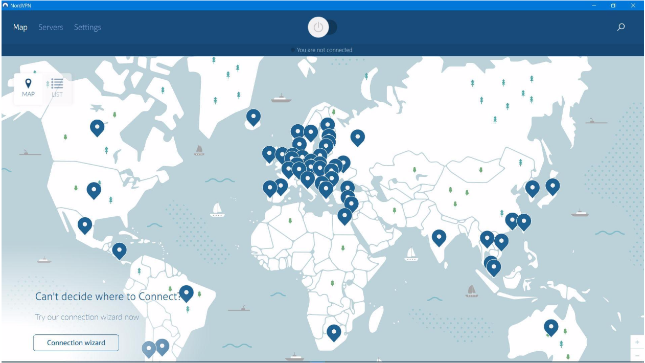 NordVPN server locations map