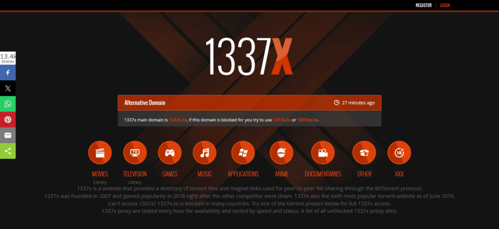 Why is the 1337x site not working?