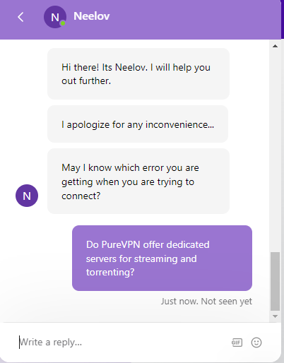 PureVPN customer support
