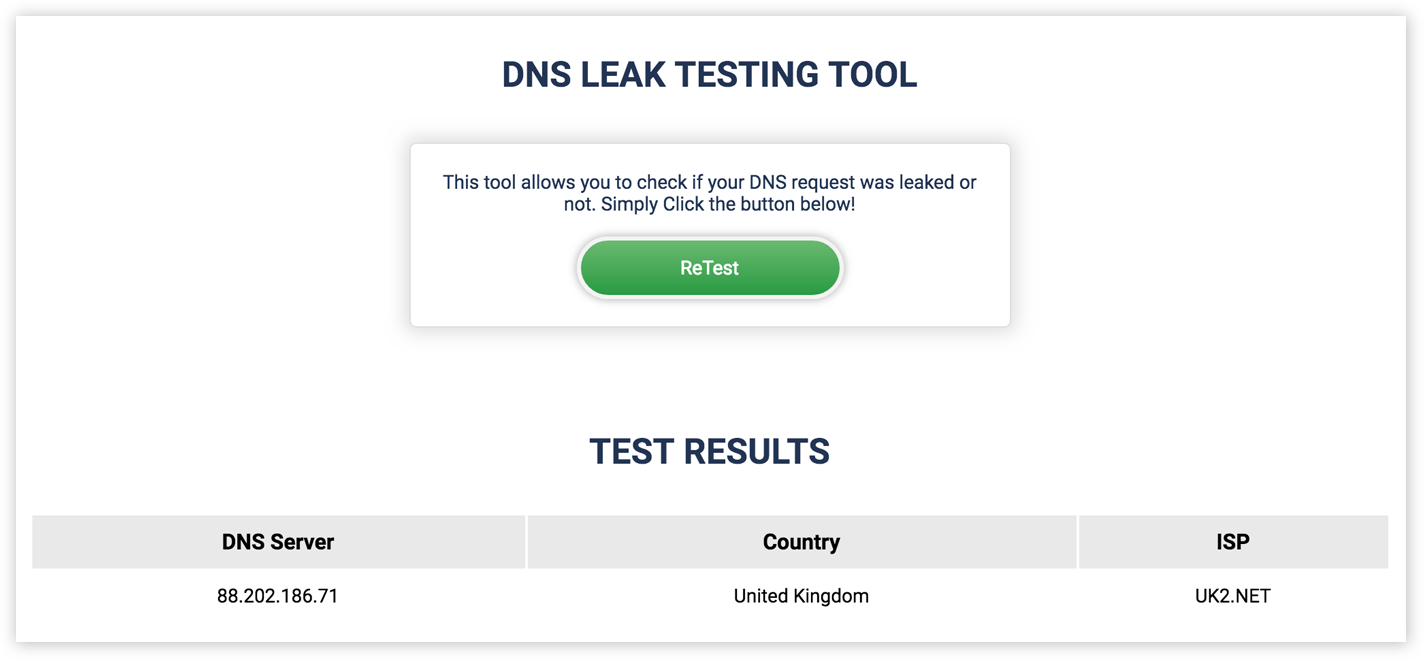 DNS Leak Tool by VPNInsights.com
